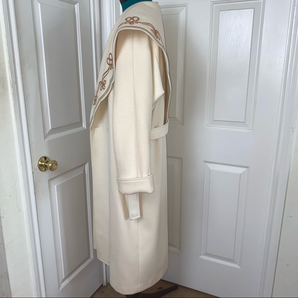 ♥️ VINTAGE Rare Cream ivory white David Benjamin Wool COAT jacket Size10 - Picture 2 of 11
